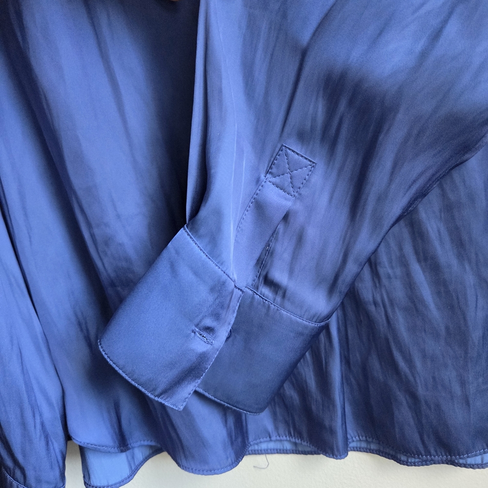 NWOT Zadig & Voltaire Tink Satin Silky Flowy Blouse Vibrant Saphire Blue XS